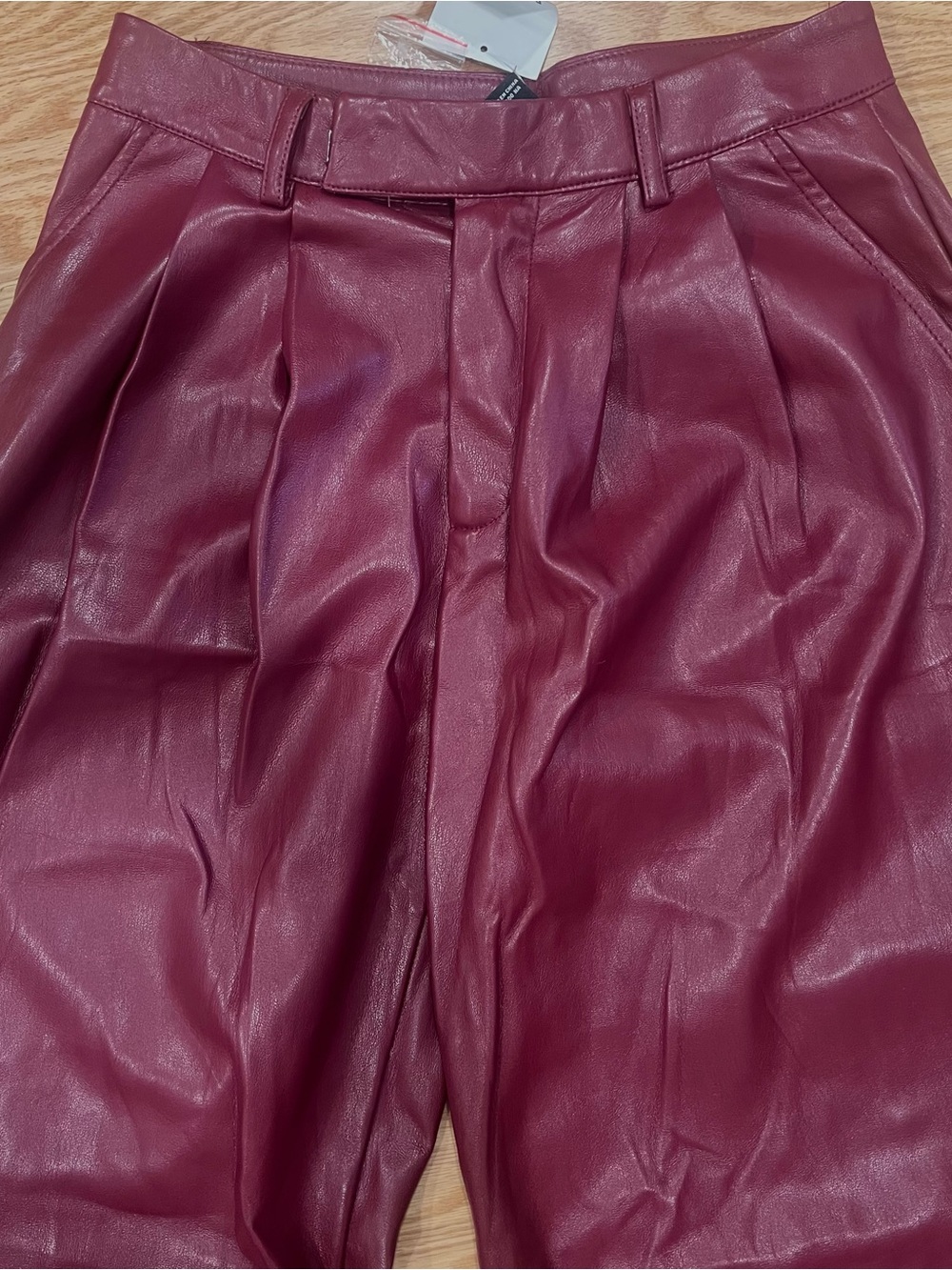 Brand New Faux Leather Pleated Wide Leg Trousers